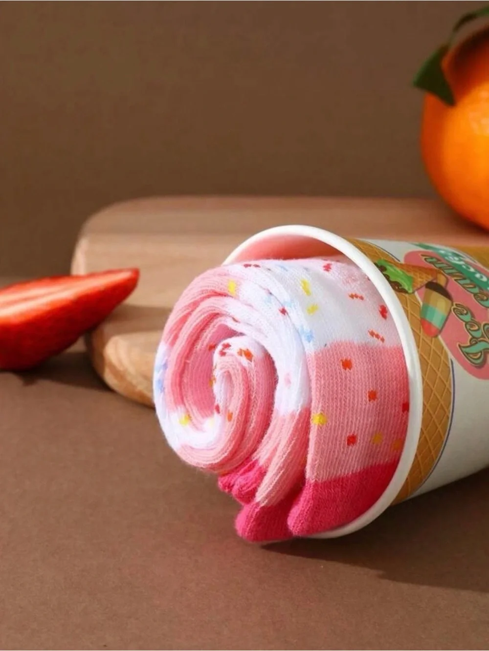 Ice Cream Socks - Pink Novelty Cup Socks